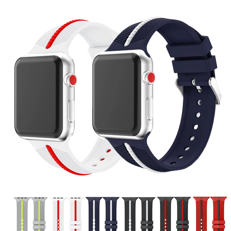 

Soft silicone watch band for apple watch band 42/38mm&for apple watch 4 band 40mm 44mm Replace bracelet for iwatch Series 1 2 3