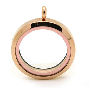 

High quality 30mm Floating Locket Pendant rose Gold plane magnetic Stainless Steel Floating Charm Living Glass Locket Wholesale