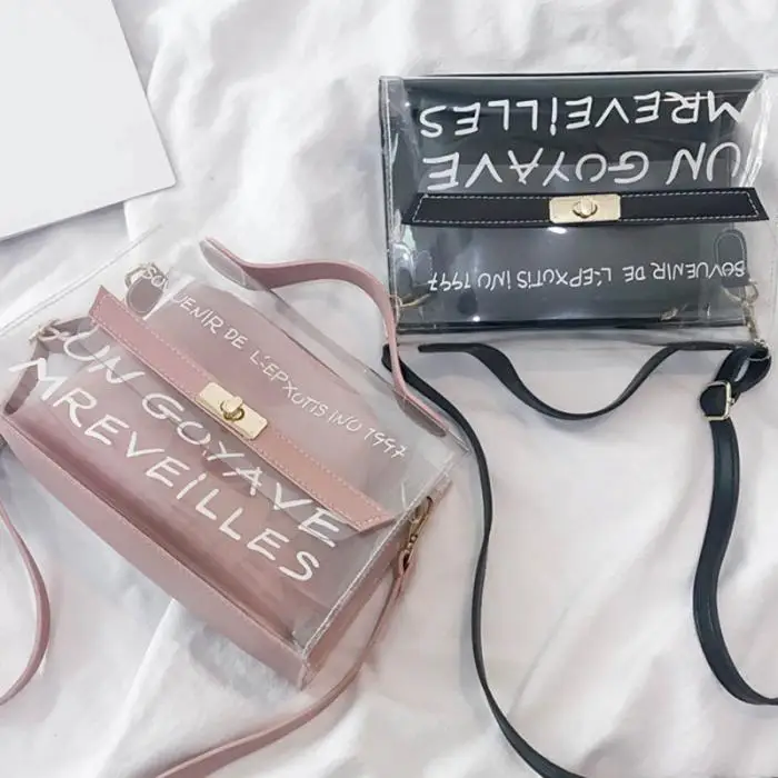 Женские композитные сумки ПВХ прозрачная сумочка с буквенным принтом из искусственной кожи кошелек сумка на плечо LT88