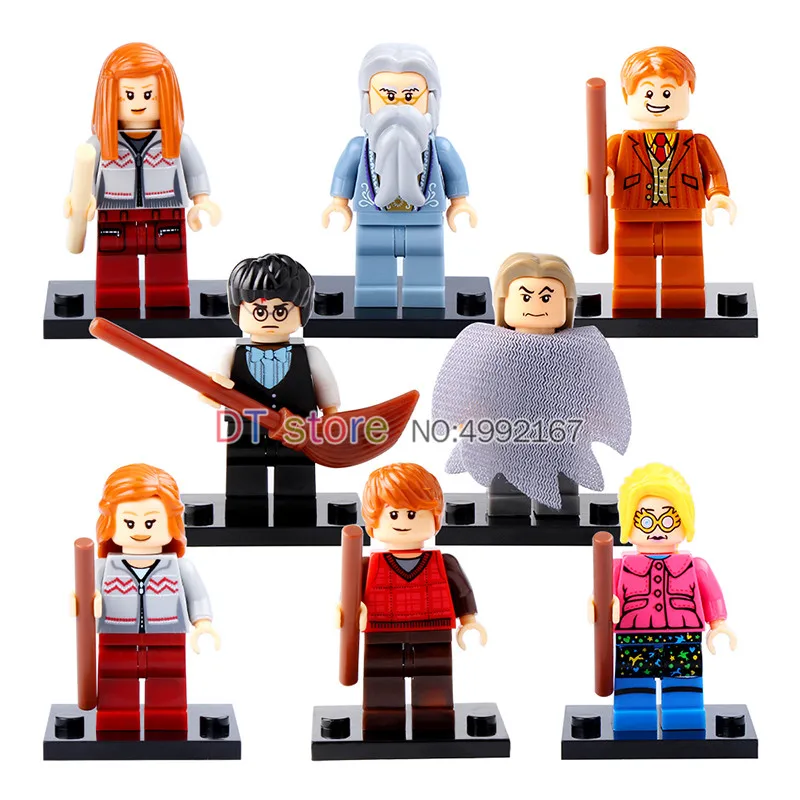 

50Pcs/Lot Super Heroes Legoing Harry Hermione Potter Ron Weasley Dumbledore Lord Voldemort Building Blocks Children Toys X0129