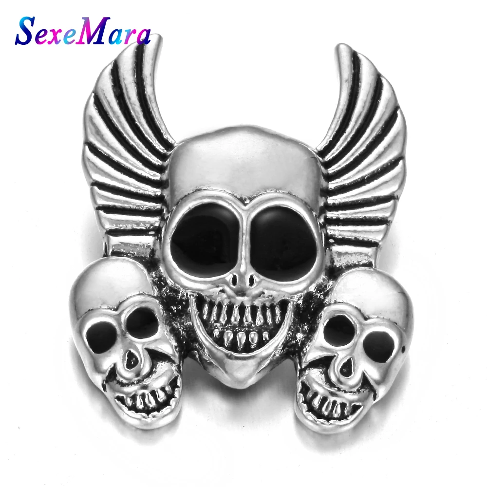 

Big Snap Jewelry Vintage Metal Skull 18mm Snap Buttons Fit Snap Button Bracelet for Men Women Bracelets Bangles