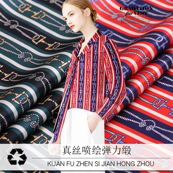 

Special Striped Pattern Stretch Silk Fabric By The Meter Width 46 Inch