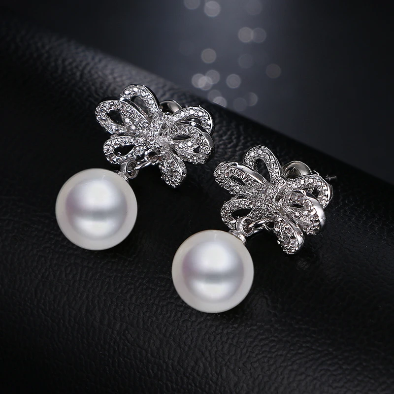 Модные женские серьги Emmaya с бантом цвет под золото|fashion pearl earrings|pearl earringsearrings for women