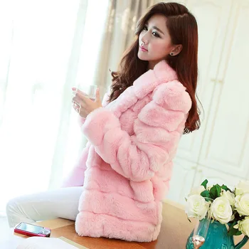 

2015 Autumn&Winter Faux Rabbit Fur coats long sleeve Fashion Warm Jacket Outwear Women Fur Coat Women Clothes