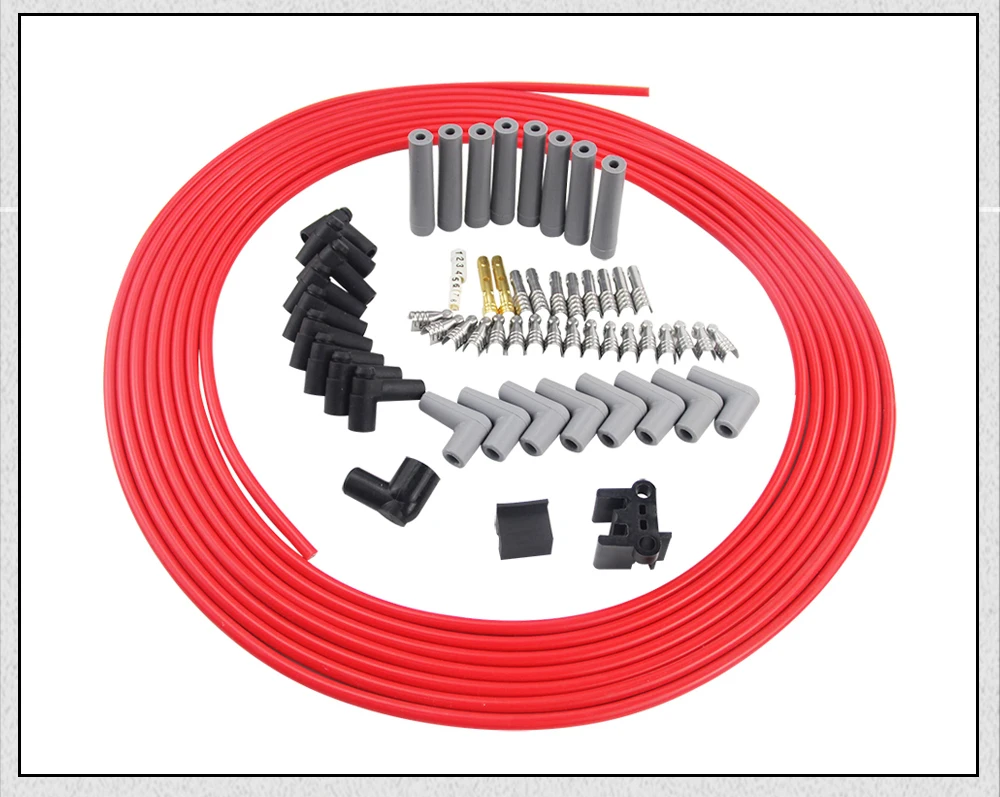 Pqy-черный 10 м/компл. провода свечей зажигания спирали Core 8,5 мм красный для Chrysler Hemi про запас для Ford Dodge комплект PQY-SSC01