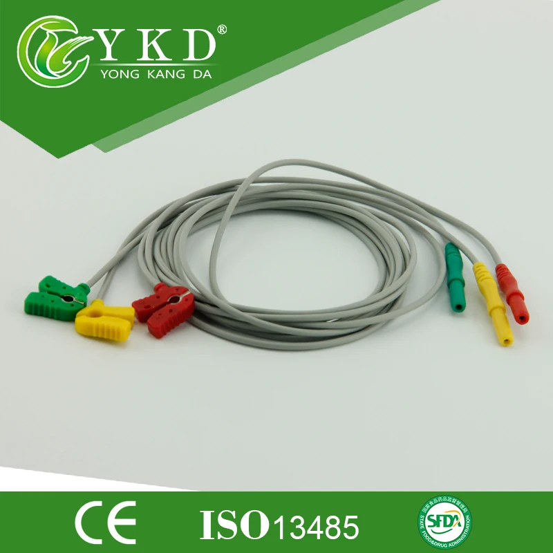 Бесплатная доставка для Din 1 5 оснастки экранированный ECG holter leadwire набор 3 свинца. IEC