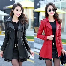 Новинка весны, MS, Длинная кожаная куртка, брендовый женский кожаный Тренч, MS, роскошное пальто, S-5XL, большие размеры