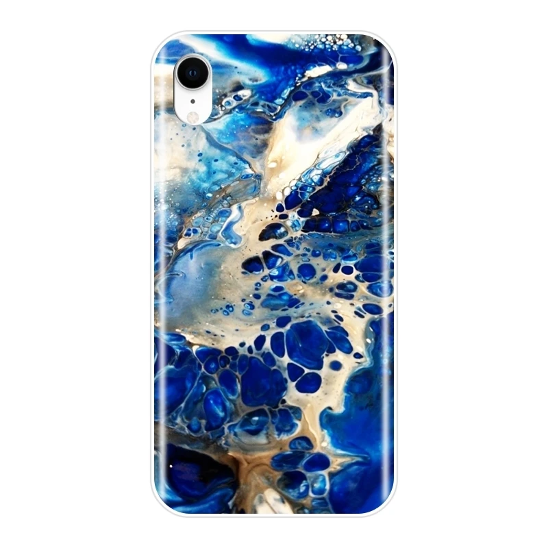 Чехол для телефона Apple iPhone 6 S 7 8 X XR XS Max мраморный синий камень Текстура Мягкая