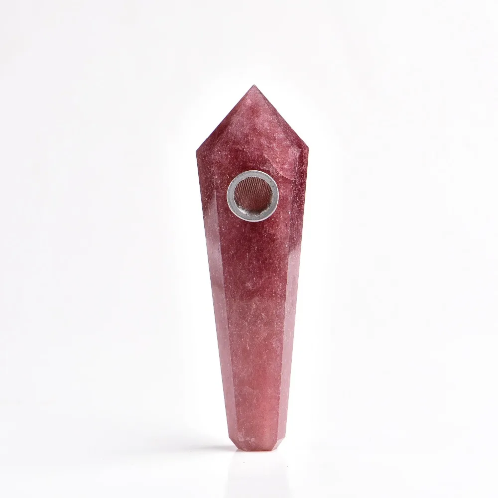 Koop Drop Verzending Natuurlijke strawberry quartz Crystal Pijp + zeef quartz stone healing wand Gratis Verzending X27