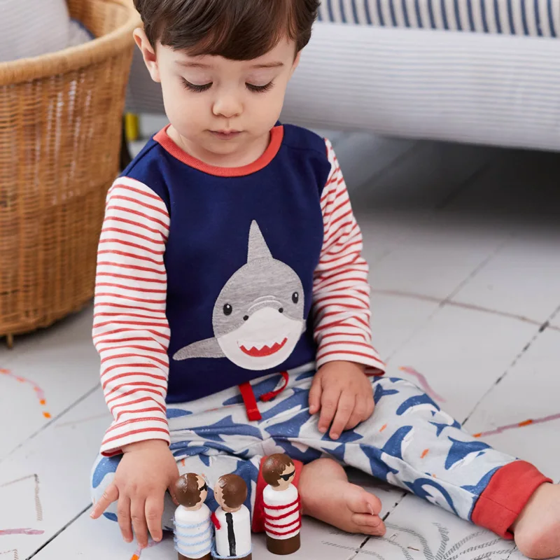 New style long sleeve shark cotton boy outfits winter fall baby children clothes set |