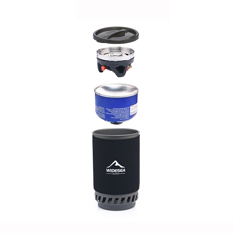 Widesea quemador de Gas estufa de Camping al aire libre de utensilios de cocina 1400 ML Intercambiador de Calor olla cocina sistema turístico de cocina olla equipo - 5