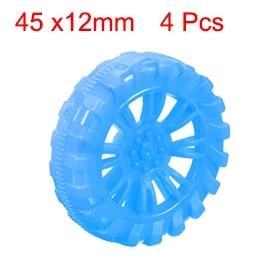 Uxcell Hot Selling 4PCS HB452AH 45mm Dia 2 Inner Hole Dia 12mm Thick Rubber Toy Car Wheel Blue for RC Remote Control Airplane