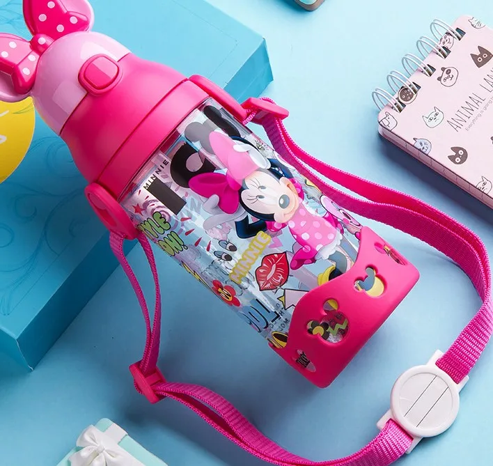 pink 430ML Disney 550-430 мл устойчив к падению воды Детские нажатие ручки детские летние Tritan материал, солома чашки Нескользящие подставки - Цвет: pink 430ML