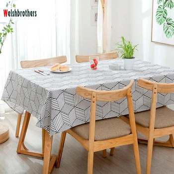 

Tablecloth Nordic geometric grid pattern party wedding living room table decoration linen tablecloth custom2018