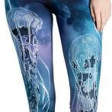 Для женщин Медузы в море Фитнес упражнения Леггинсы для женщин быстрое высыхание до середины икры энергии Брюки для девочек Мотобрюки женская одежда