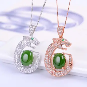 

KJJEAXCMY boutique jewelry Women's colorful treasure jewelry, 925 silver inlaid natural Jasper Pendant, simple and generous