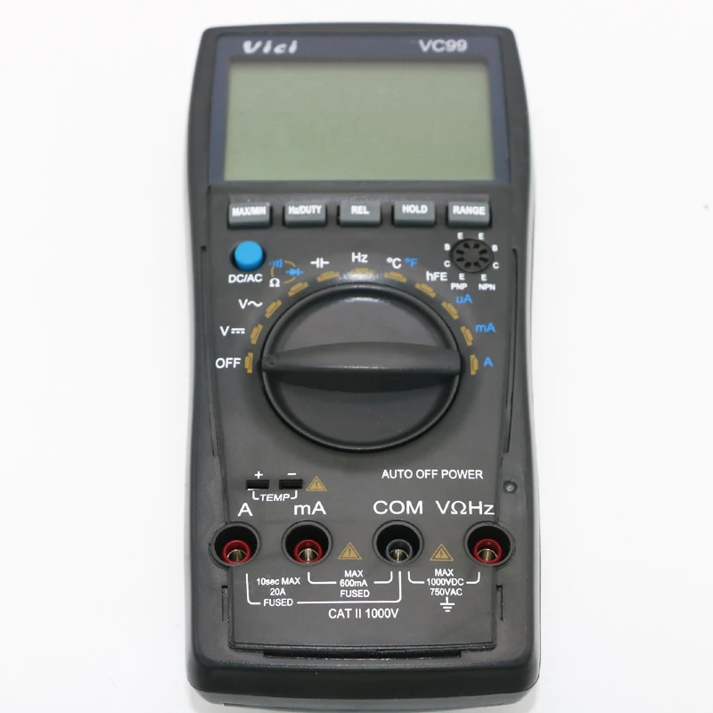 Kopen Vici VC99 Auto Range 3 6 7 Digitale Multimeter 20A Ammeter Resistance Capaciteit Temperatuur Meter Voltmeter   Analoge lezen bar