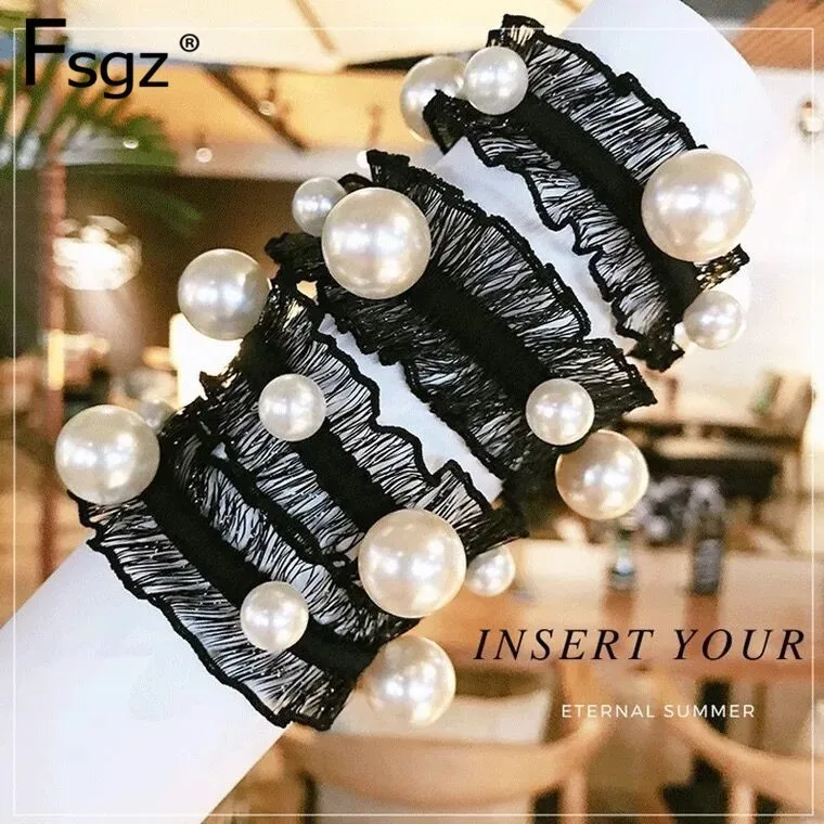

Hair Rope Elastic Hair Bands Lace Wide Rubber Bands Big Small Pearls Ornament Scrunchies Hair Rings Headwear Hair Accessories