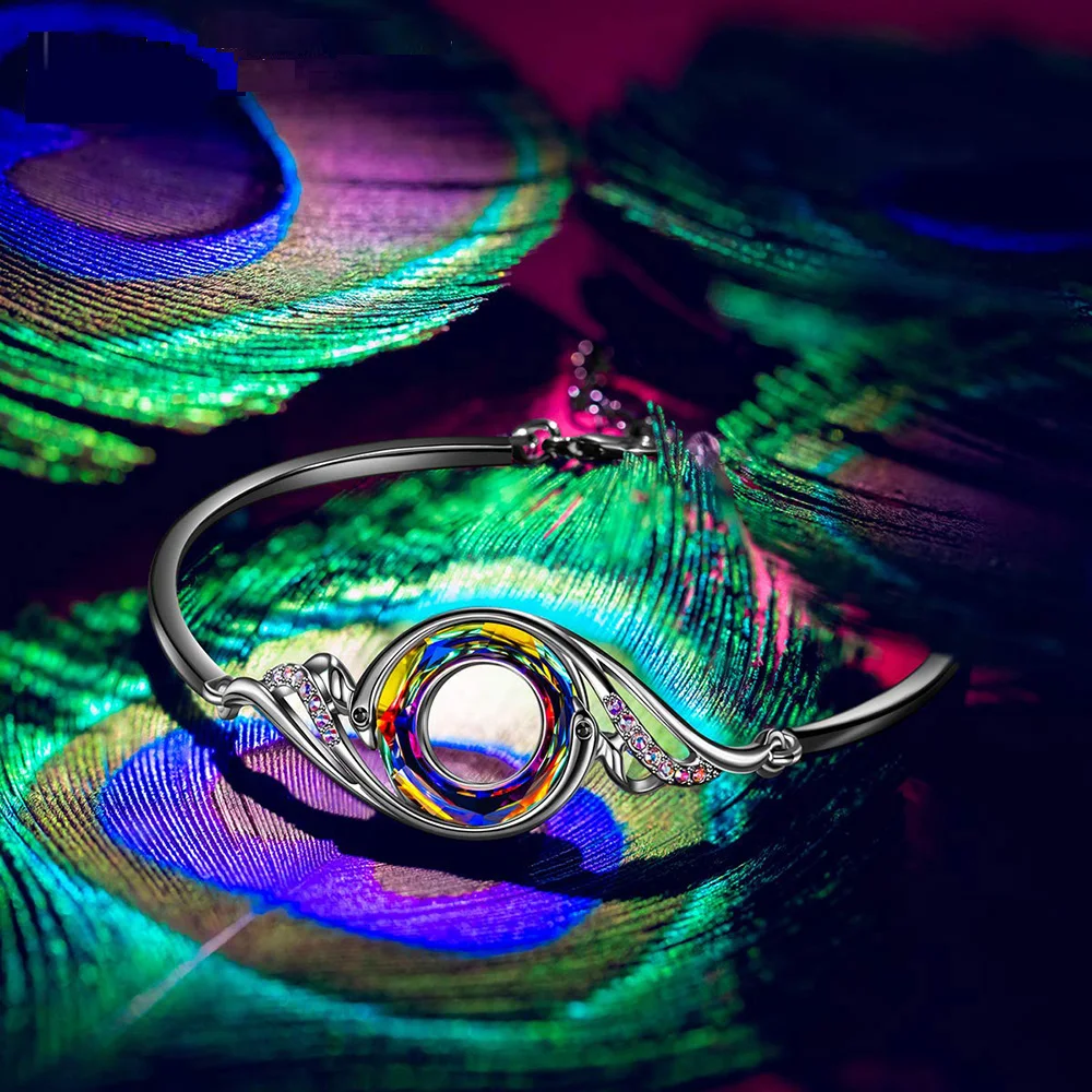 Hermosa женский браслет Nirvana из кристаллов Феникса от Swarovski 925 пробы Серебряный браслет регулируемый 7,5 дюйма