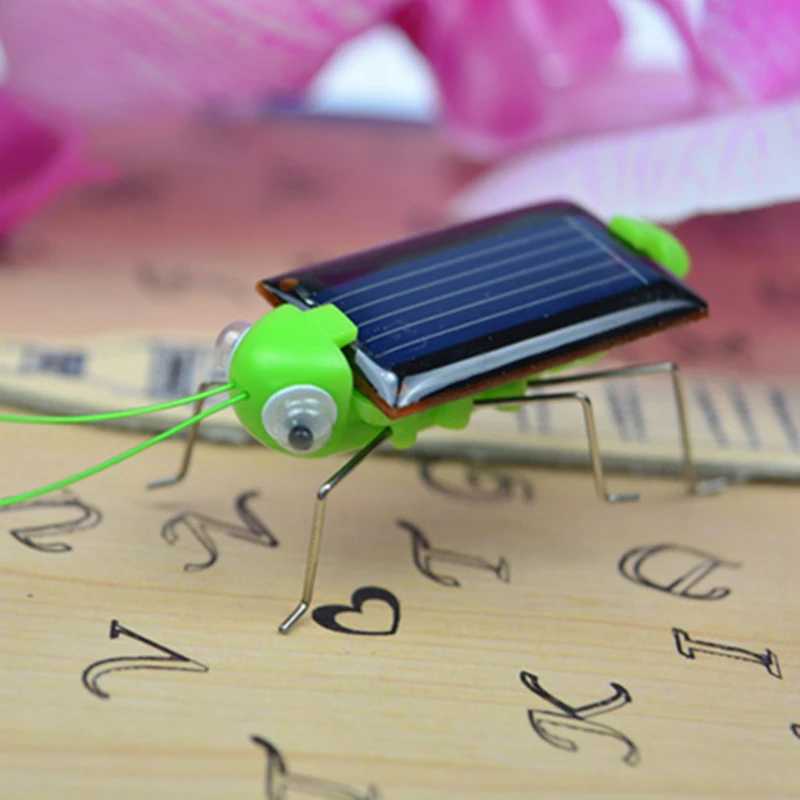NszzJixo9 Educational Solar Powered Grasshopper Robot Toy Solar Powered Toy Gadget Gift Lint Body Good Touch Direct Light Can Be Shocked Solar Power Energy Toy 