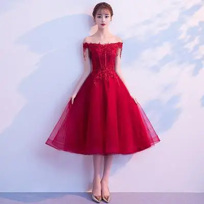 Новое бордовое короткое спереди длинное сзади вечернее платье сексуальное с вырезом лодочкой размера плюс на заказ на шнуровке вечерние платья Robe De Soiree - Цвет: Wine red B