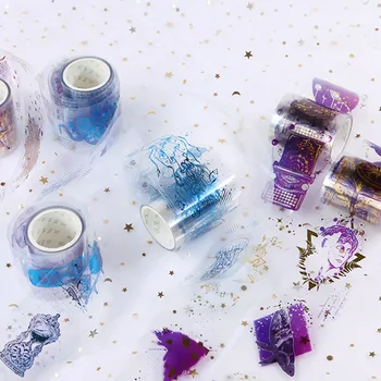 

Fall in Stars Universe transparent Washi Tape Set Japanese PET Stickers Scrapbooking Adhesive Gilding Washitape Stationary 3M