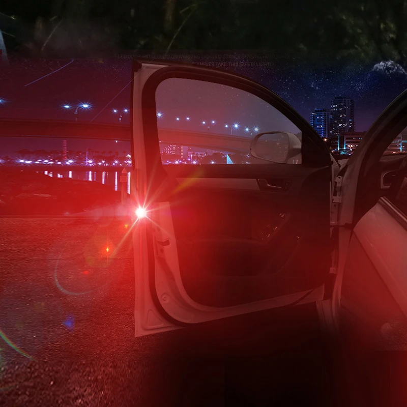 2pcs Car door warning light induction LED flashing anti