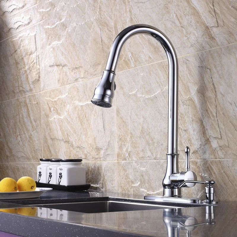 Use Copper Kitchen Cold Hot Faucet Kitchen Sink Can Be Pull Down 360 Degree Rotation  Home Improvement  Faucet Deck Plate