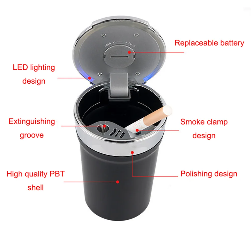 European Universal Portable Light Car Auto Ashtray Mini Cup Style LED