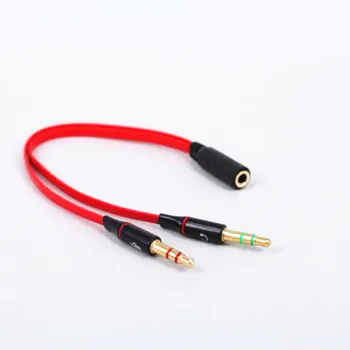 

High quality 3.5mm Mini Jack 1 Female to 2 Male (Headset + Mic) Y Splitter Earphone computer Audio Cable