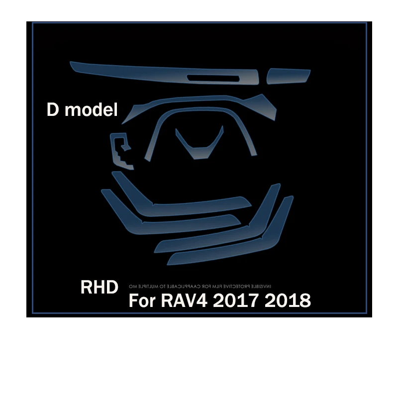Защитная пленка для автомобильной двери, высокое качество, наклейки из ТПУ, пленка для Toyota Rav4, декоративные наклейки для интерьера, автомобильный стиль - Название цвета: D RHD full set