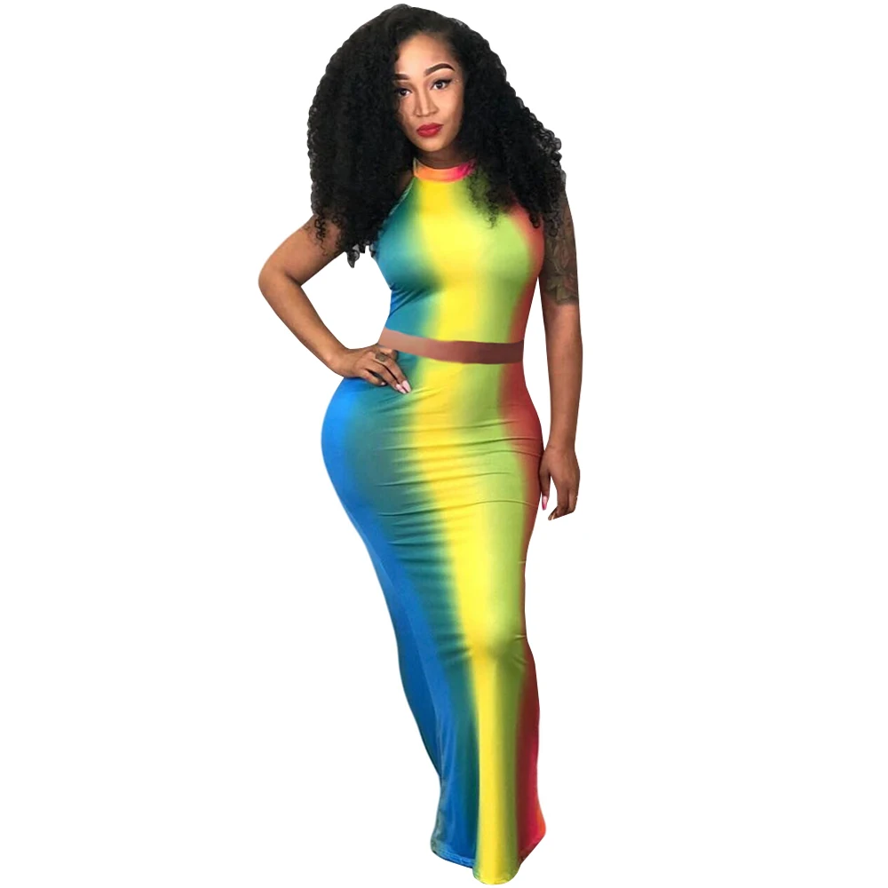 

Tie Dye Print Two Piece Maxi Dress 2019 Women Off Shoulder Backless Summer Dresses Sexy Club Party Long Bodycon Dress Robe Femme