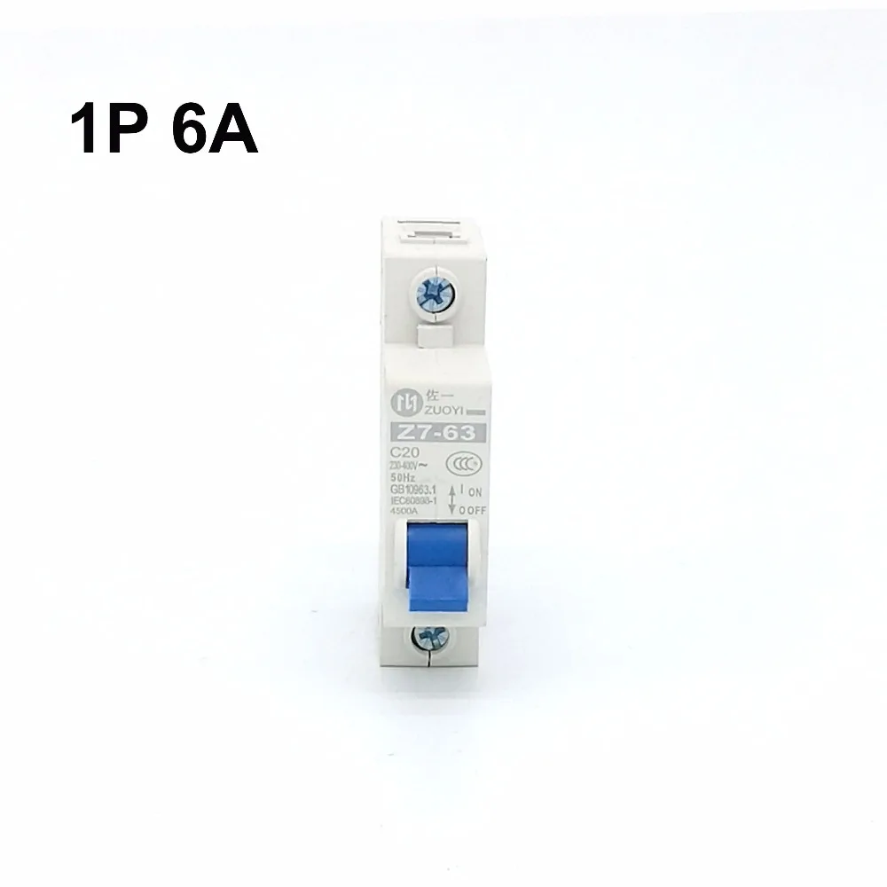 

C45N 1 pole 6A C type mini circuit breaker mcb Mounting 35mm din rail Breaking Capacity