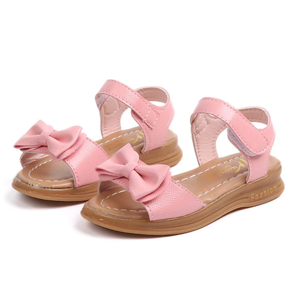 Newest kids sandals Summer Kids Shoes Children Magic Hook Beach Sandals Fashion Bowknot Girls Flat Pricness Shoes Dropshipping