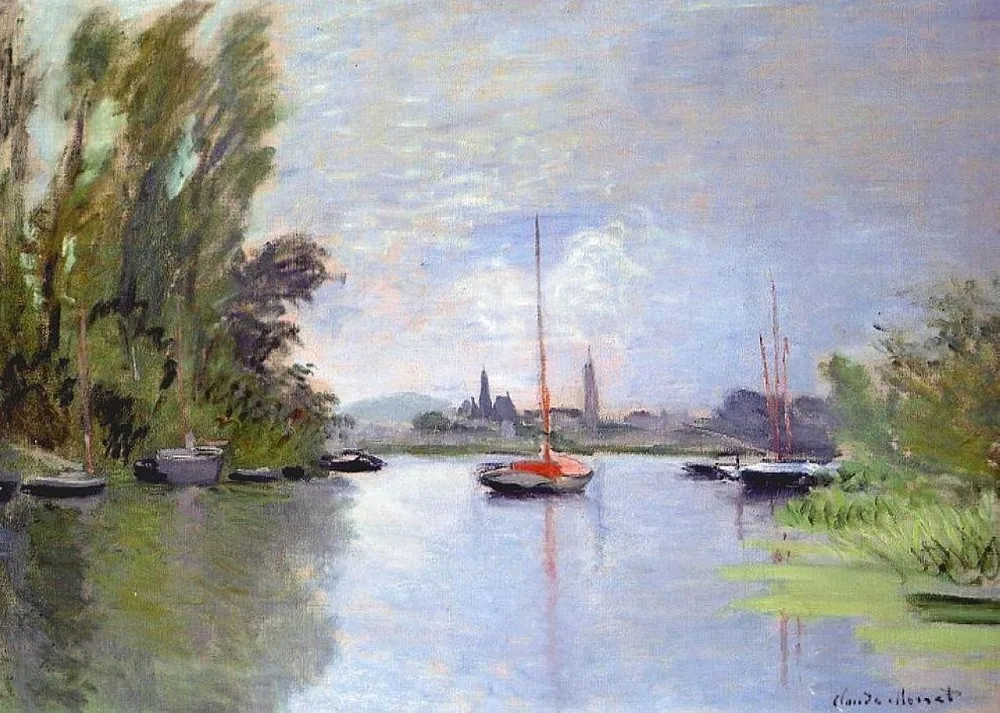 

100% handmade Claude Monet Oil Painting Reproduction on Linen canvas,argenteuil-seen-from-the-small-arm,museum quality,Free DHL