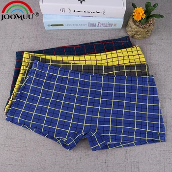 

1pcs Tomboy Cotton Boxer Briefs Women Plus Size Underwear Neutral Plaid Loose Les Knickers Underpants