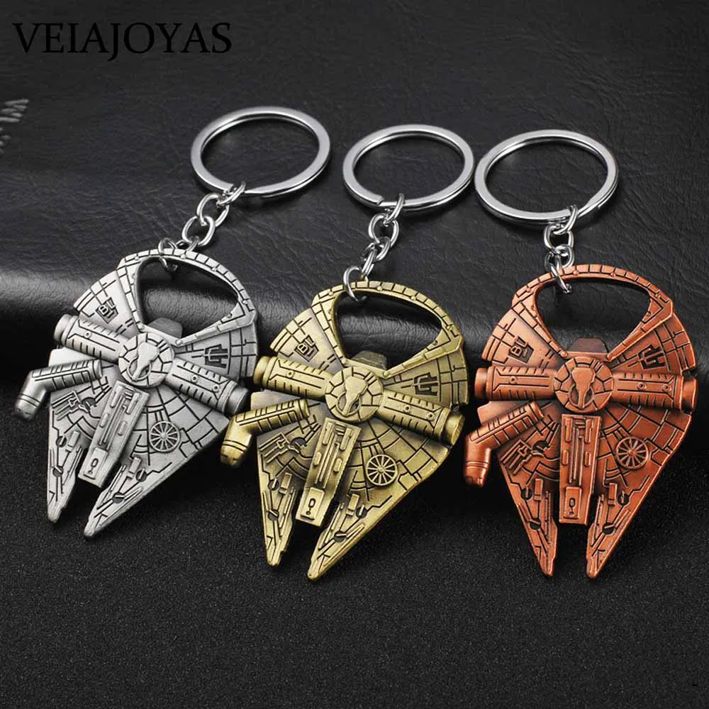 

Star Wars Bottle Opener Keychains Spacecraft Millennium Falcon Metal Key Chain Creative Beer Bar Tools Keyring Jewelry Accessory
