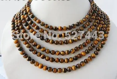 

Wholesale 100'' Round 8MM Tiger's eyes Necklace AAA