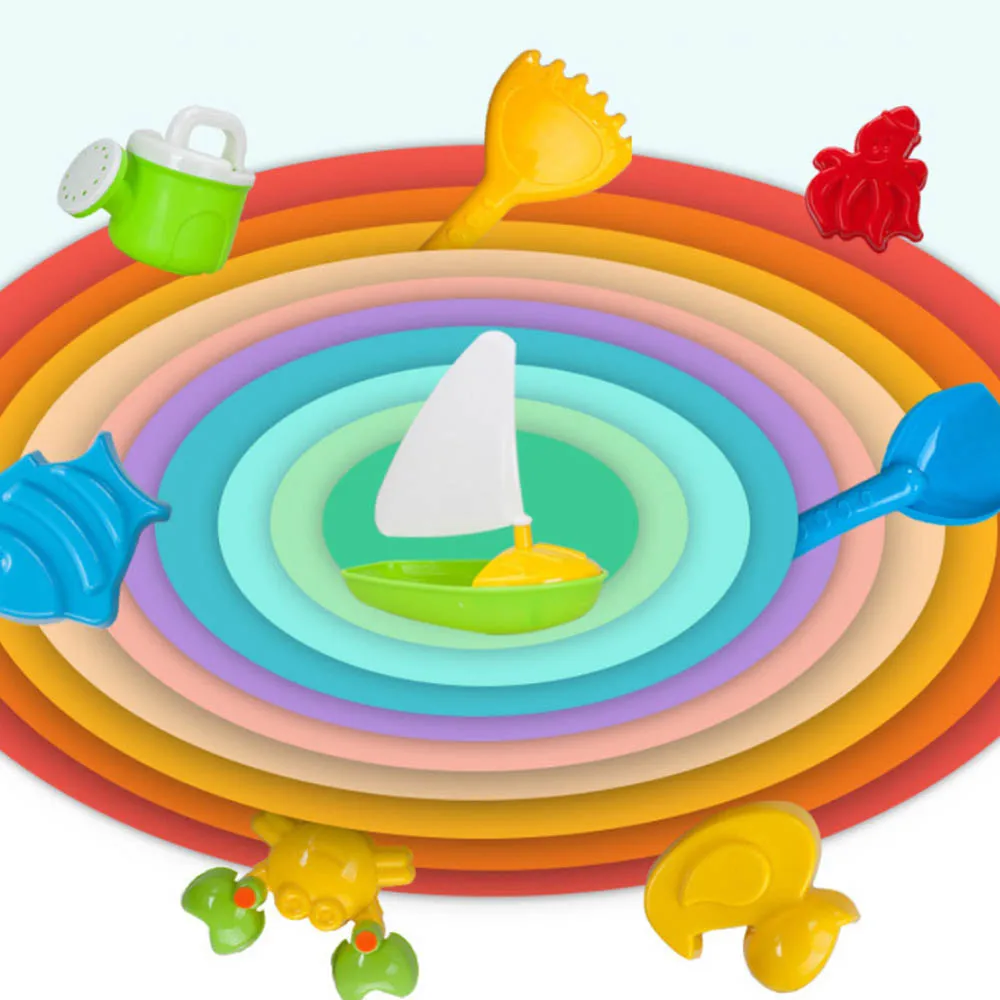 9PCS Children's space toy sand suit beach table Sand Clay Mold Digging Shovel Tools Portable Beach 