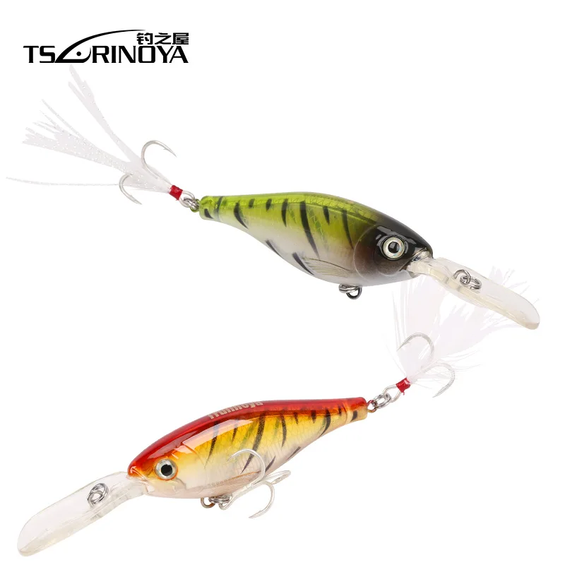 

TSURINOYA Bear King DW36 SHAD 80mm/13g Diving Depth 2.1-4.5m Fish Lure Bait Hard Bait Articial Bait with feathered Minnow Bait
