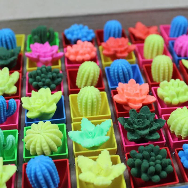 

48pcs Flower Shape Water Beads Growing Cactus Magic Crystal Soil Potted Toys For Office Desk Decoration