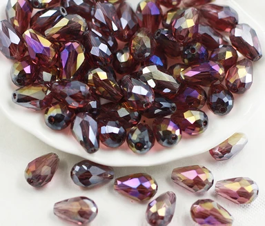 

10*15mm AB Color Plating Crystal Beads Teardrop Shape Faceted Pendant Tassel Needlework Jewelry Earrings Sewing Accessories Diy