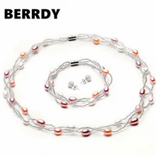 Горячие Дешевые Модные жемчужные украшения набор ожерелье браслет серьги набор с хорошим качеством