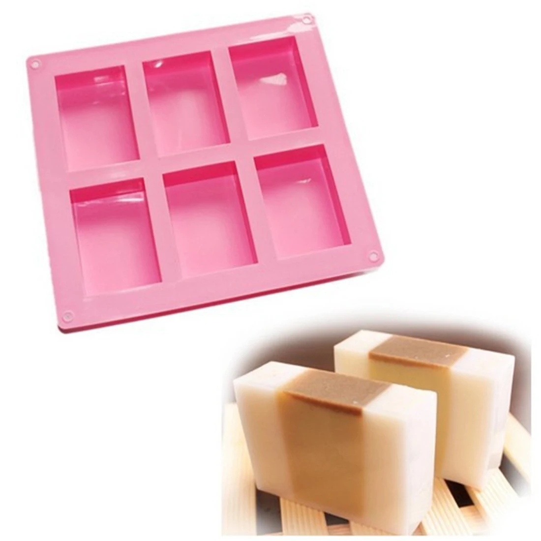 

6 Cavities Handmade Rectangle Square Silicone Soap Mold Chocolate Cookies Mould Cake Decorating Fondant Molds