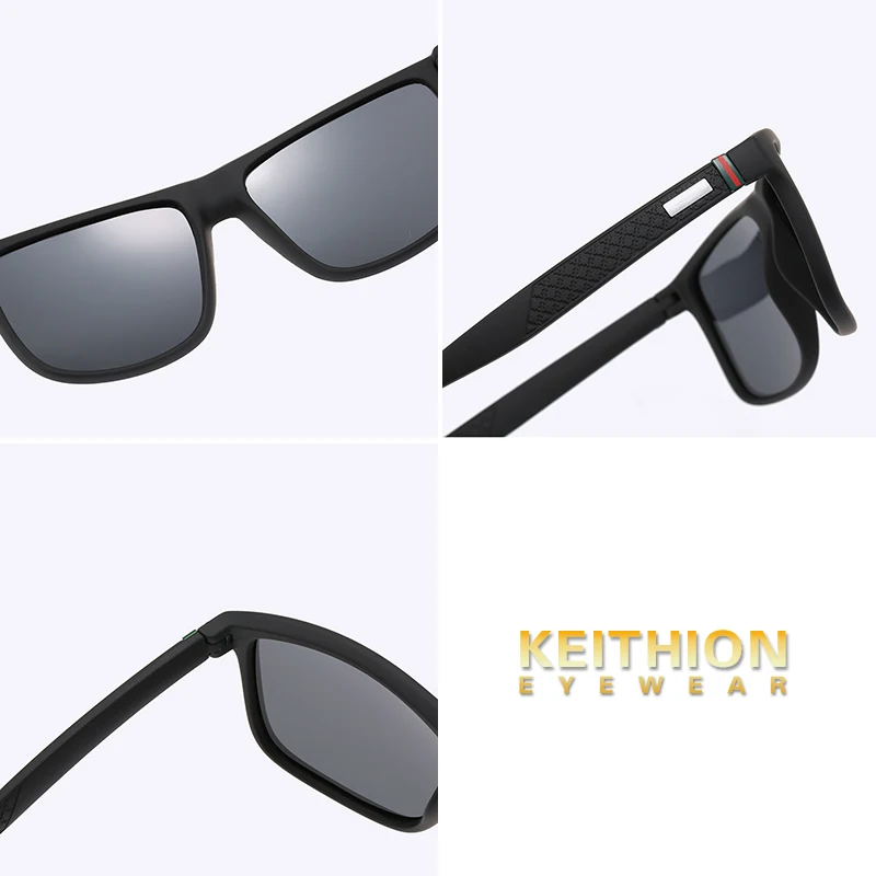 KEITHION Square Polarized Sunglasses Mens Fashion UV400 Mirrored Sun Glasses Vintage Driving Fishing Outdoor Eyewear