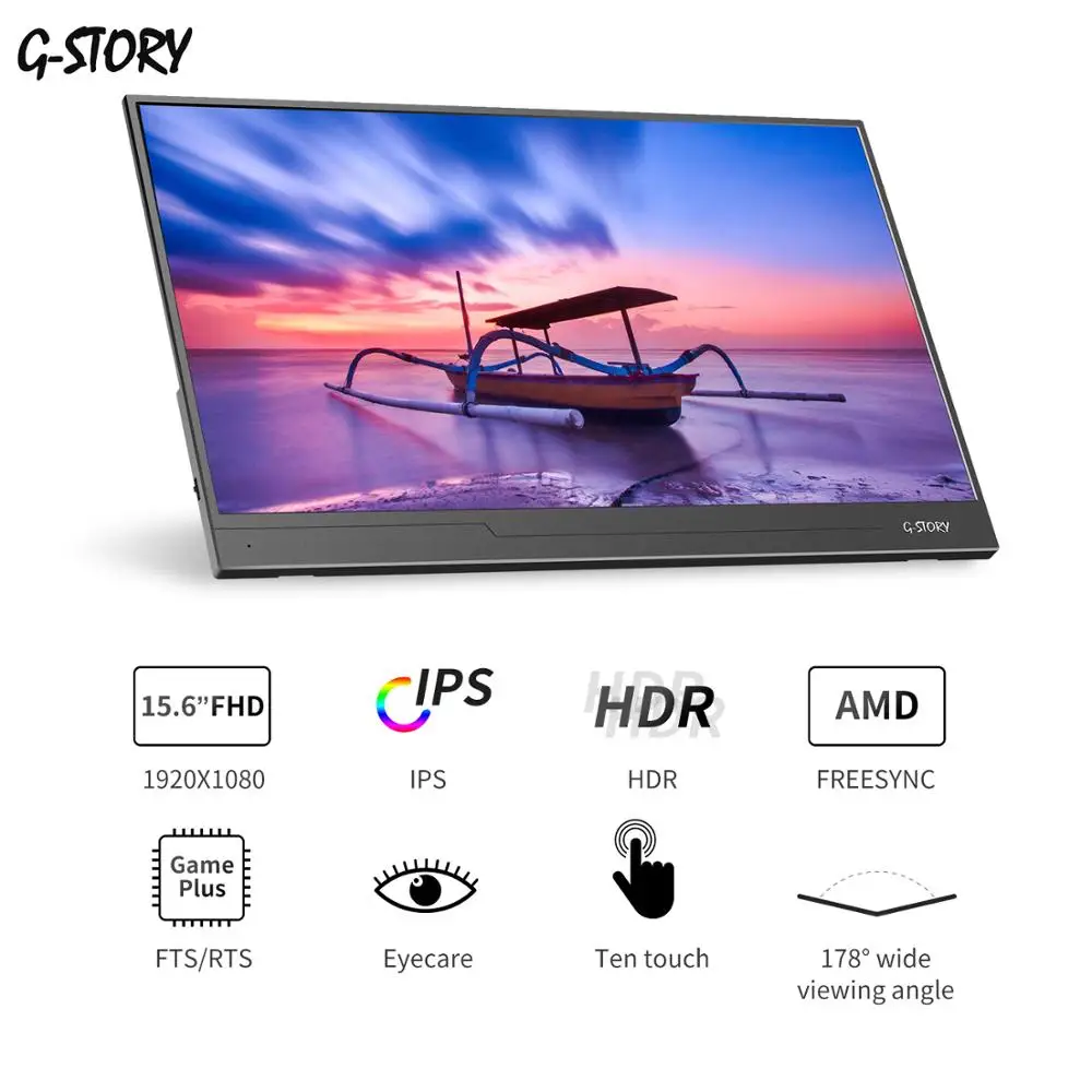 US $106.99 GSTORY 156 Inch Ultrathin Touchscreen FHD 1080P IPS Portable Monitor Usb Type C Hdmi For LaptopPhoneXboxSwitch And Ps4