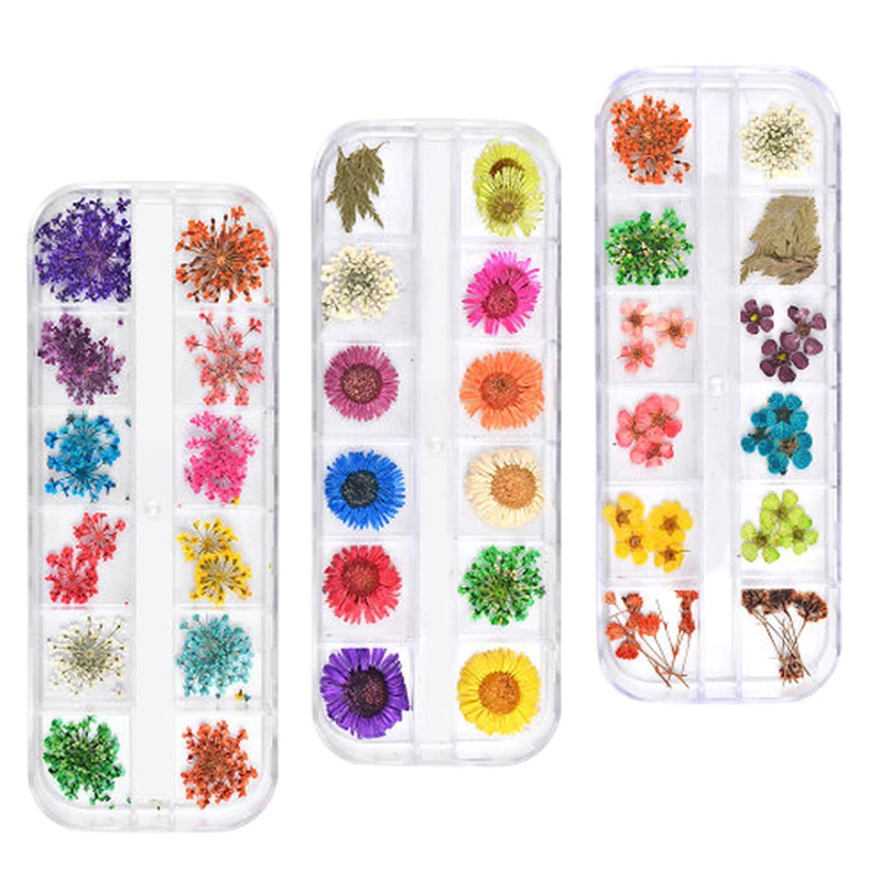 

New 3pcs/lot 3D Dry Flowers Leaf Nail Art Stickers Natural Gypsophila Floral Nail Decoration UV Gel Polish Nail Accessories Tips