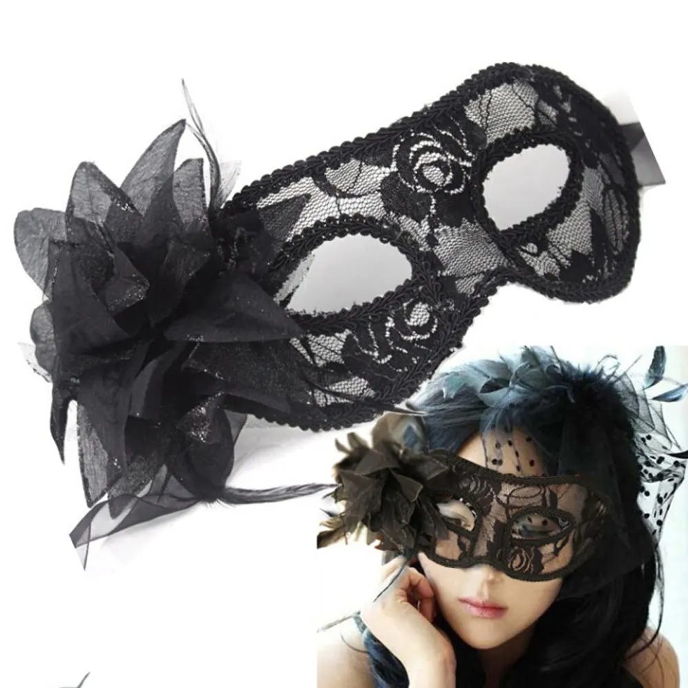 Party Eye Mask Feather Lace Flower Masquerade Ball Carnival