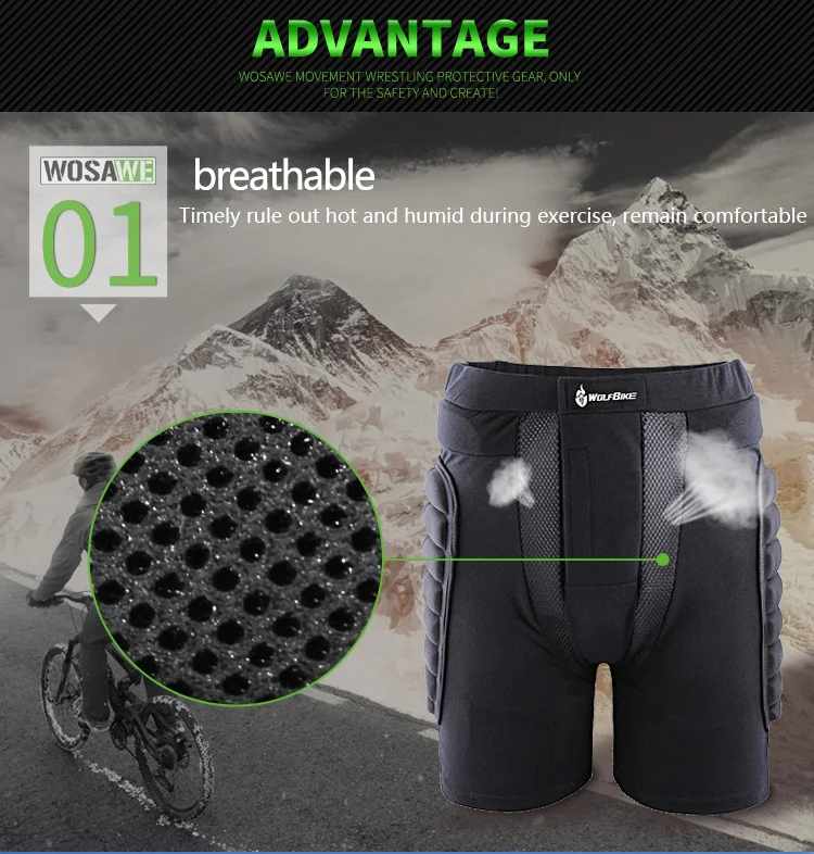 WOSAWE الورك بعقب واقية قصيرة سادة تزلج تزلج على الجليد التزلج السراويل الأسطوانة مبطن حماية والعتاد سباق درع للجسم السراويل