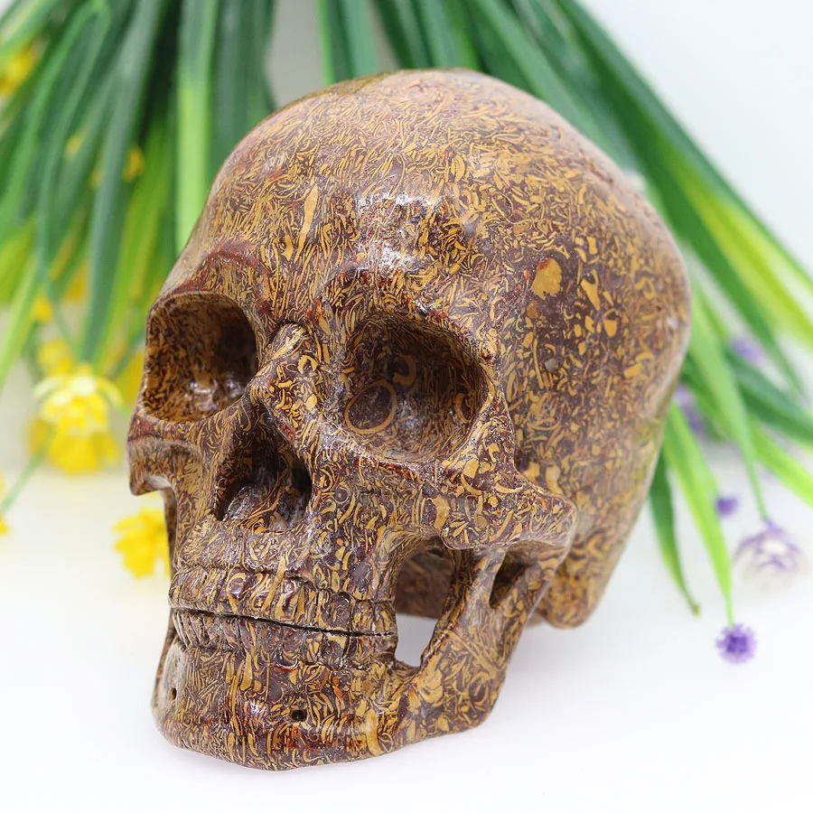 

6" 2211g,LIGHTER IMPERIAL JADE Carved Crystal Skull Crystal Realistic Healing Furnishing Articles Figurine AS65